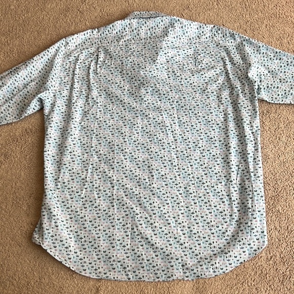 Calder Of Carmel Limited Edition Blue Insect Bug Print Button Down Shirt - Picture 2 of 11